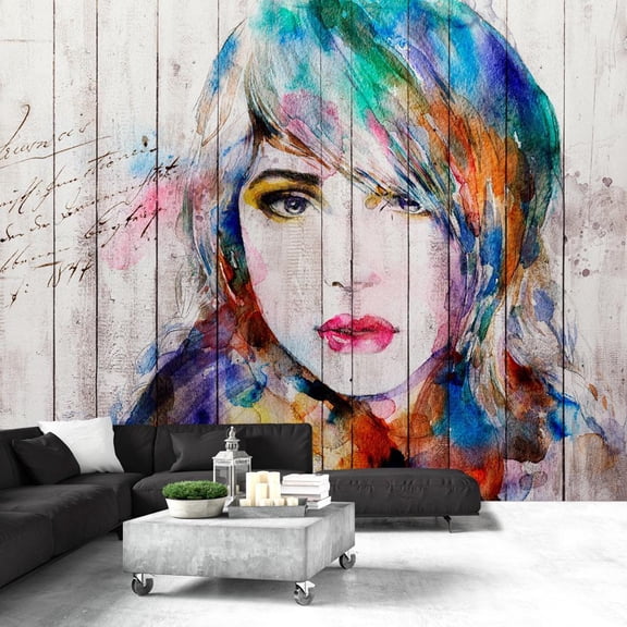 Tiptophomedecor Abstract Wallpaper Wall Mural - Wooden Portrait