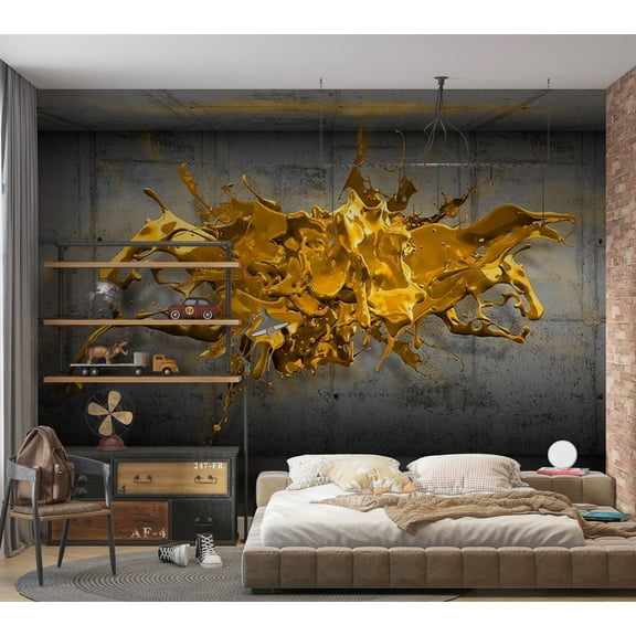 Tiptophomedecor Abstract Wallpaper Wall Mural - Yellow Splash