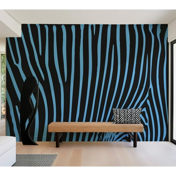 Tiptophomedecor Abstract Wallpaper Wall Mural - Zebra Pattern Turquoise