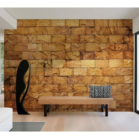 Tiptophomedecor Background & Patterns Wallpaper Wall Mural - Abstract Golden Stone Tiles