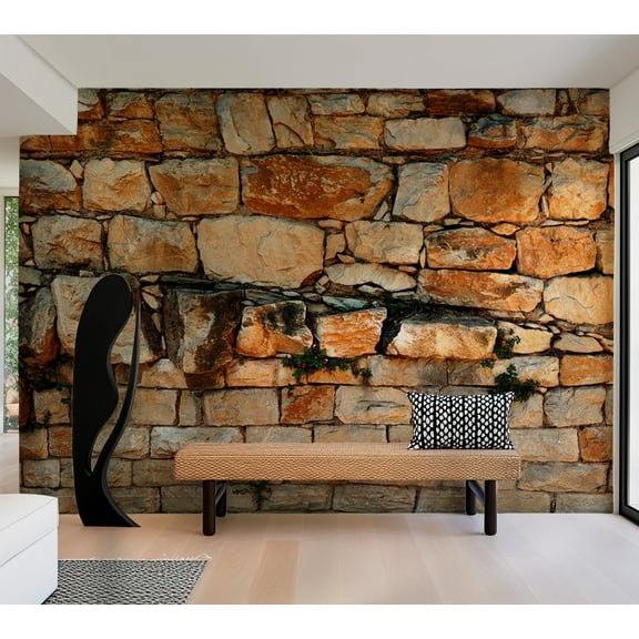 Tiptophomedecor Background & Patterns Wallpaper Wall Mural - Big Stacked Stones Castle Wall