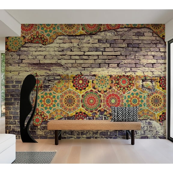 Tiptophomedecor Background & Patterns Wallpaper Wall Mural - Brick Wall and Mosaic