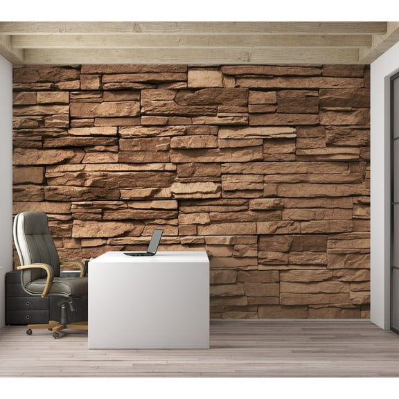 Tiptophomedecor Background & Patterns Wallpaper Wall Mural - Brown Slate Stones