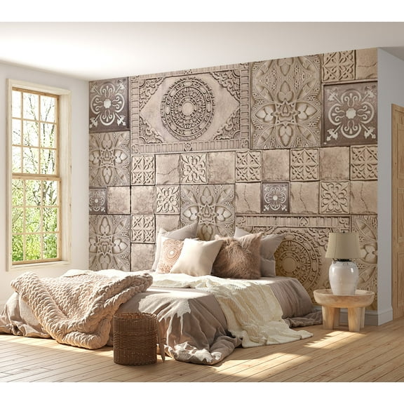 Tiptophomedecor Background & Patterns Wallpaper Wall Mural - Concrete Mandala Mosaic Tiles