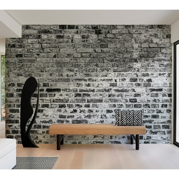 Tiptophomedecor Background & Patterns Wallpaper Wall Mural - Dark Grey White Brick Wall