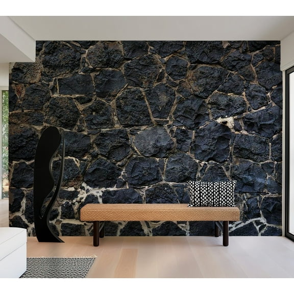 Tiptophomedecor Background & Patterns Wallpaper Wall Mural - Dark Stacked Stones and Rocks