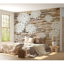 Tiptophomedecor Background & Patterns Wallpaper Wall Mural - Flowers On Slate Stones
