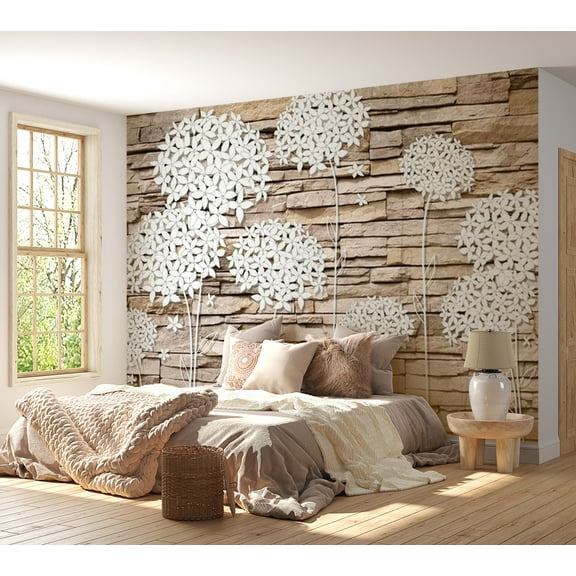 Tiptophomedecor Background & Patterns Wallpaper Wall Mural - Flowers On Slate Stones