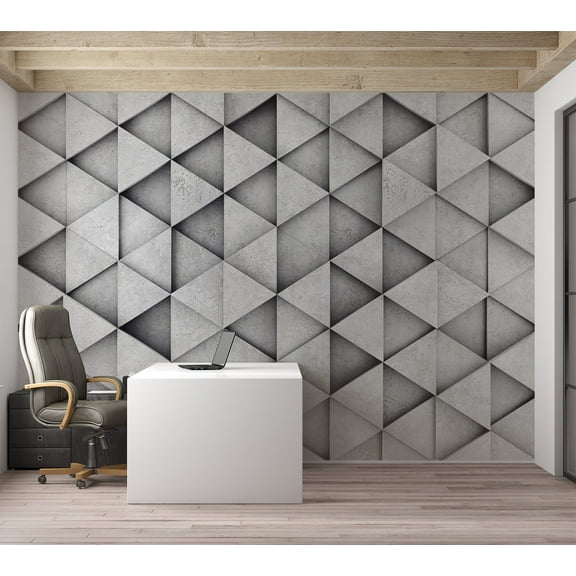 Tiptophomedecor Background & Patterns Wallpaper Wall Mural - Grey Concrete Triangles