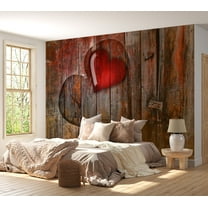 Tiptophomedecor Background & Patterns Wallpaper Wall Mural - Heart On Wooden Background