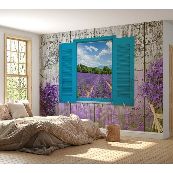 Tiptophomedecor Background & Patterns Wallpaper Wall Mural - Lavender Field Window