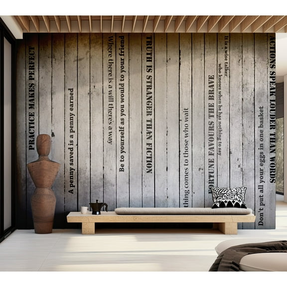 Tiptophomedecor Background & Patterns Wallpaper Wall Mural - Quotes on Grey Wood