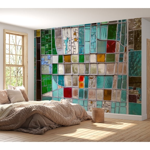 Tiptophomedecor Background & Patterns Wallpaper Wall Mural - Sapphire Stained Glass