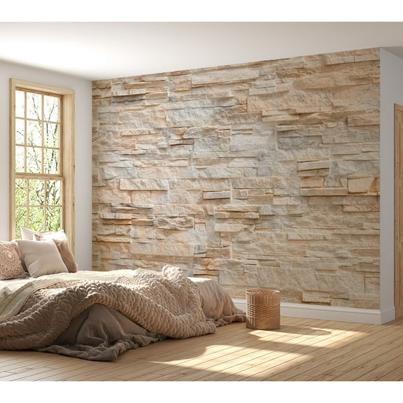 Tiptophomedecor Background & Patterns Wallpaper Wall Mural - Soft Tone Slate Stone Tiles