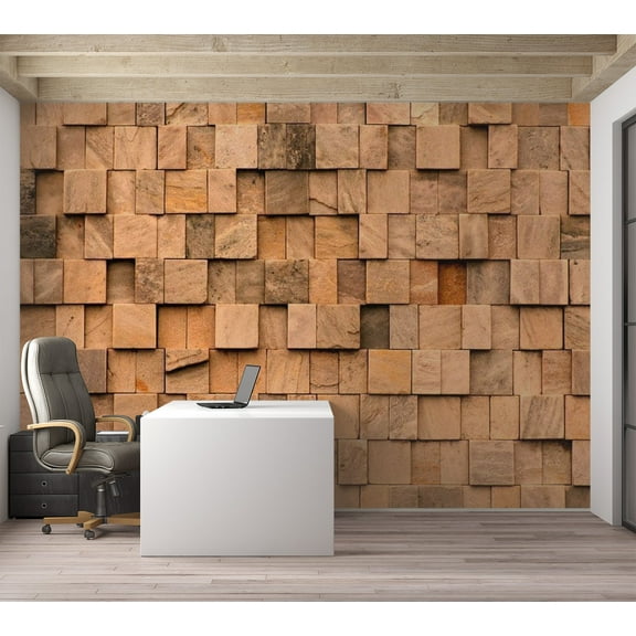 Tiptophomedecor Background & Patterns Wallpaper Wall Mural - Stacked Mixed Wooden Blocks