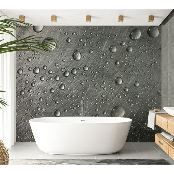 Tiptophomedecor Background & Patterns Wallpaper Wall Mural - Steel Surface With Water Drops