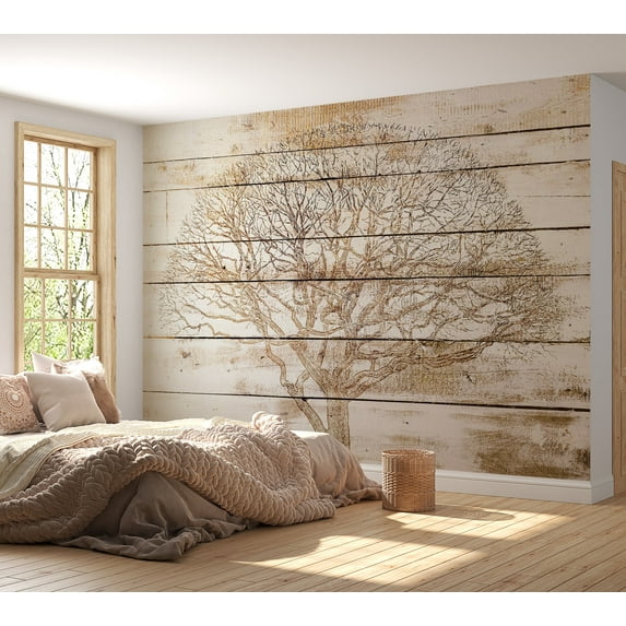 Tiptophomedecor Background & Patterns Wallpaper Wall Mural - Tree On Boards
