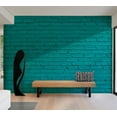 thumbnail image 1 of Tiptophomedecor Background & Patterns Wallpaper Wall Mural - Turquoise Painted Brick Wall, 1 of 8