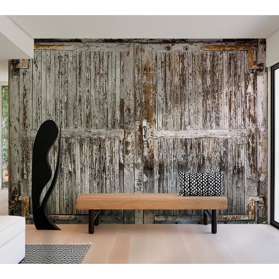 Tiptophomedecor Background & Patterns Wallpaper Wall Mural - Weathered Wooden Barn Door