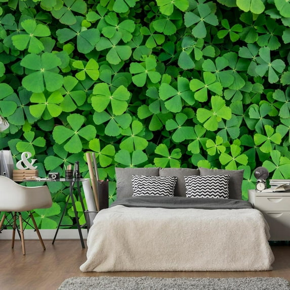 Tiptophomedecor Botanical Wallpaper Wall Mural - Green Clover