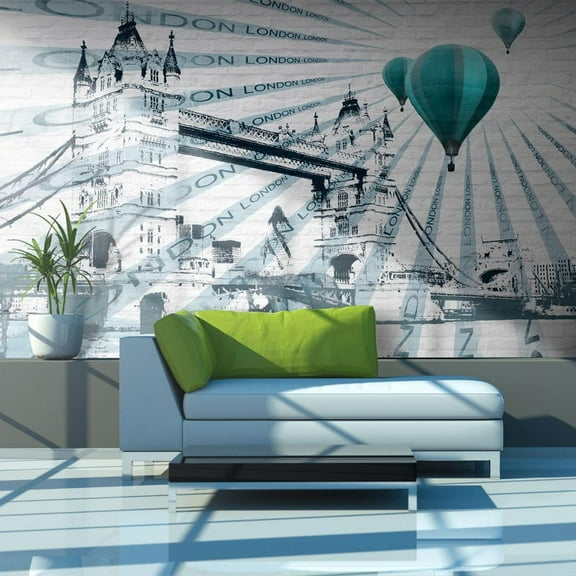 Tiptophomedecor Cityscape Wallpaper Wall Mural - Ballon Flight Over The Tower Bridge