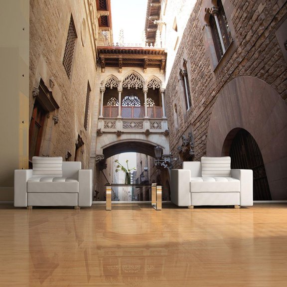 Tiptophomedecor Cityscape Wallpaper Wall Mural - Barcelona Street