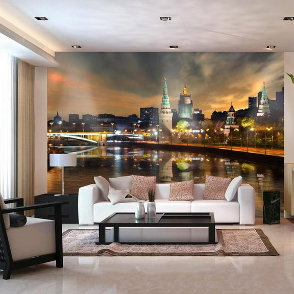 Tiptophomedecor Cityscape Wallpaper Wall Mural - Cloudy Evening