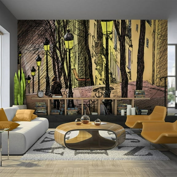 Tiptophomedecor Cityscape Wallpaper Wall Mural - Lonely Walk Through Montmartre