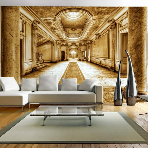 Tiptophomedecor Cityscape Wallpaper Wall Mural - Mystery Marble - Sepia