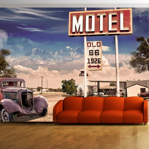 Tiptophomedecor Cityscape Wallpaper Wall Mural - Old Motel