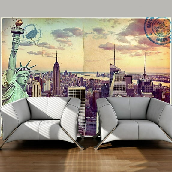 Tiptophomedecor Cityscape Wallpaper Wall Mural - Postcard From New York