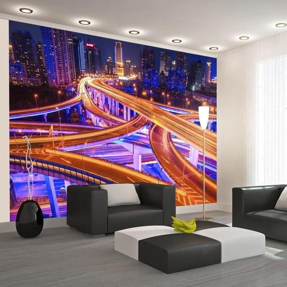 Tiptophomedecor Cityscape Wallpaper Wall Mural - Spiderweb Of Roads