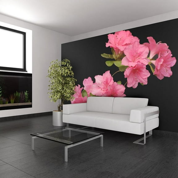 Tiptophomedecor Floral Wallpaper Wall Mural - Azalea In Black