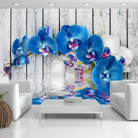 Tiptophomedecor Floral Wallpaper Wall Mural - Cobaltic Orchid