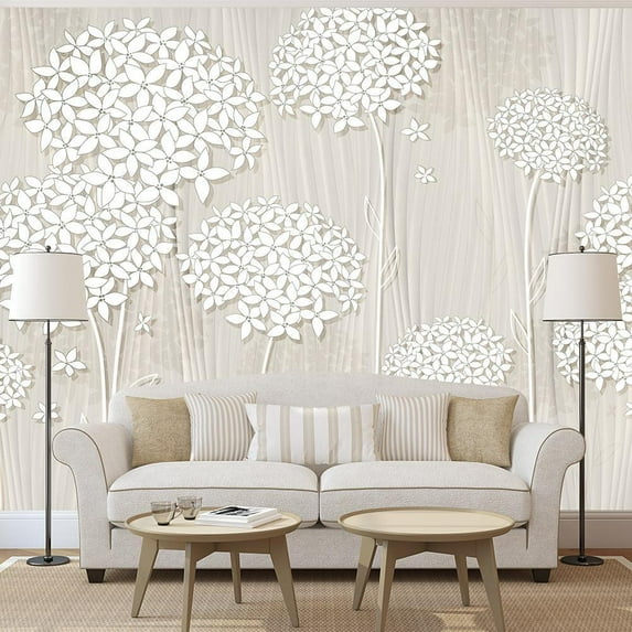 Tiptophomedecor Floral Wallpaper Wall Mural - Creamy Daintiness