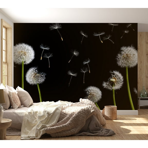 Tiptophomedecor Floral Wallpaper Wall Mural - Dandelions In The Wind