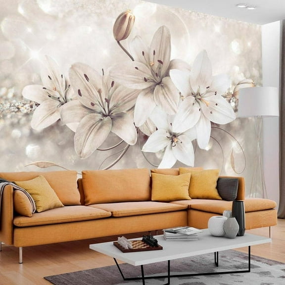 Tiptophomedecor Floral Wallpaper Wall Mural - Diamond Lilies
