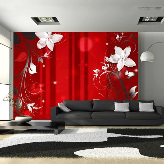 Tiptophomedecor Floral Wallpaper Wall Mural - Flowering Scarlet