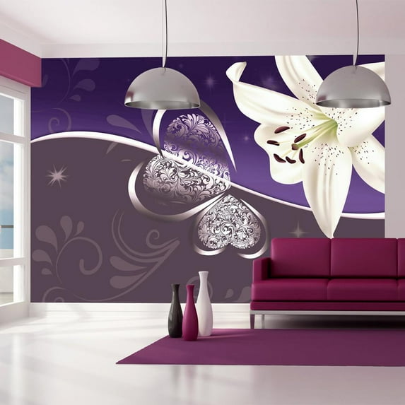 Tiptophomedecor Floral Wallpaper Wall Mural - Lily In Shades Of Violet