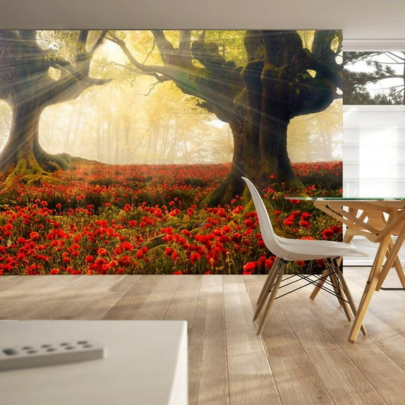 Tiptophomedecor Floral Wallpaper Wall Mural - Morning Among Poppies