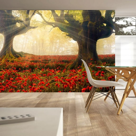 Tiptophomedecor Floral Wallpaper Wall Mural - Morning Among Poppies