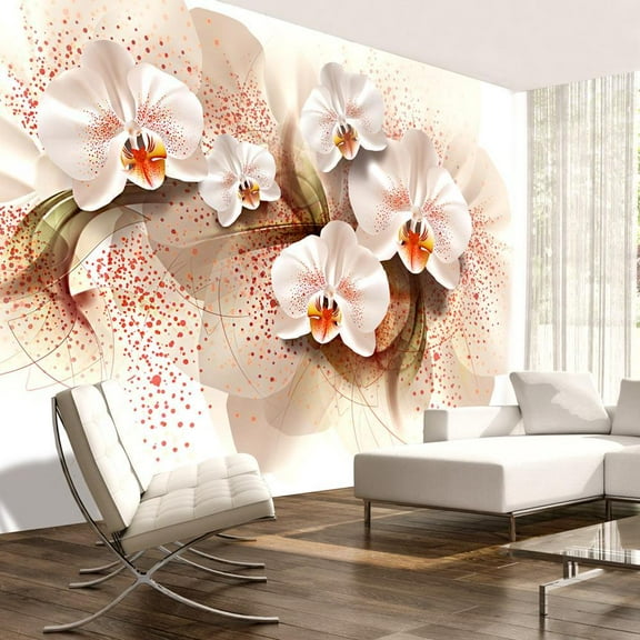 Tiptophomedecor Floral Wallpaper Wall Mural - Pale Yellow Orchids