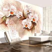 Tiptophomedecor Floral Wallpaper Wall Mural - Pale Yellow Orchids