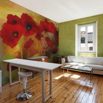 Tiptophomedecor Floral Wallpaper Wall Mural - Poppies In Warm Tone