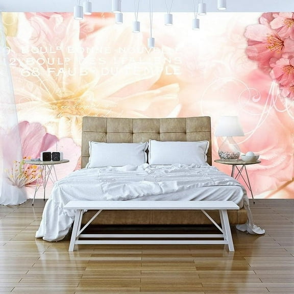 Tiptophomedecor Floral Wallpaper Wall Mural - Romantic Message
