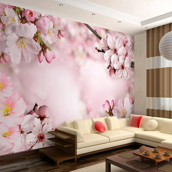 Tiptophomedecor Floral Wallpaper Wall Mural - Spring Cherry Blossom