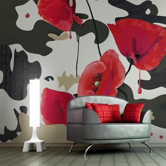 Tiptophomedecor Floral Wallpaper Wall Mural - The Flowers Of War