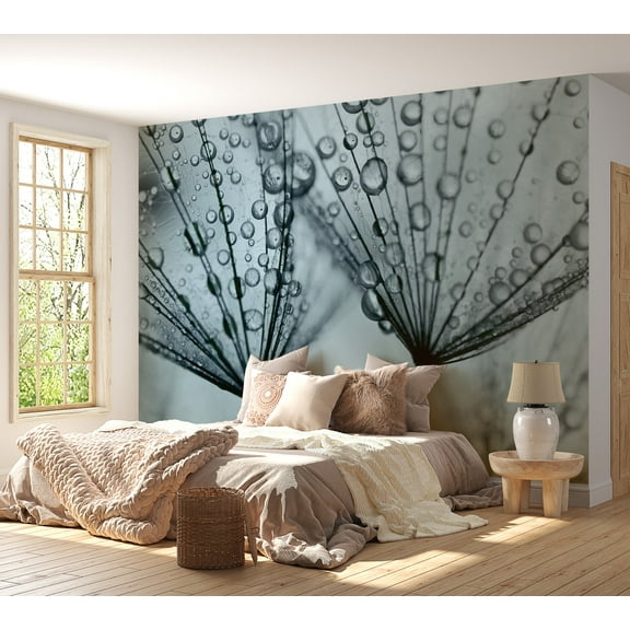 Tiptophomedecor Floral Wallpaper Wall Mural - Turquoise Dandelion