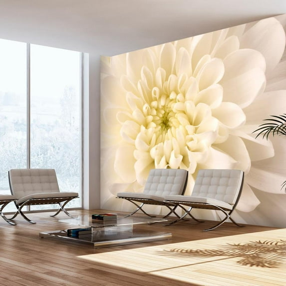 Tiptophomedecor Floral Wallpaper Wall Mural - White Dahlia