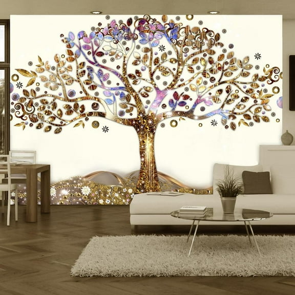 Tiptophomedecor Glam Wallpaper Wall Mural - Golden Tree